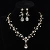 New fashion temperament flower zircon super flash necklace earrings set bridal dress necklace jewelry