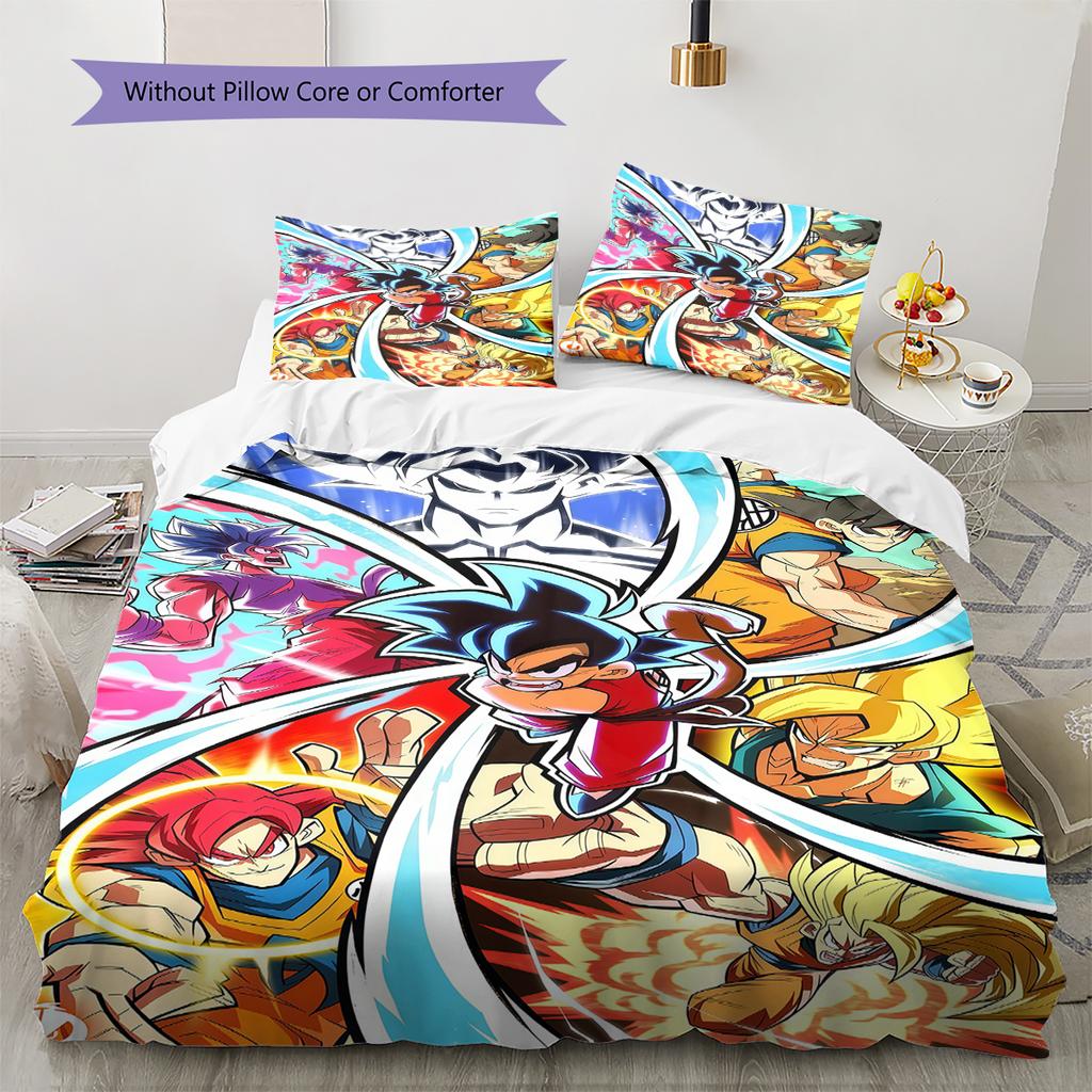 DRAGON BALL Pattern Bedding,Quilt Set Quilt Cover Pillowcase Home Birthday Gift (1 * Duvet Cover + 2 * Pillowcase, Without Core)