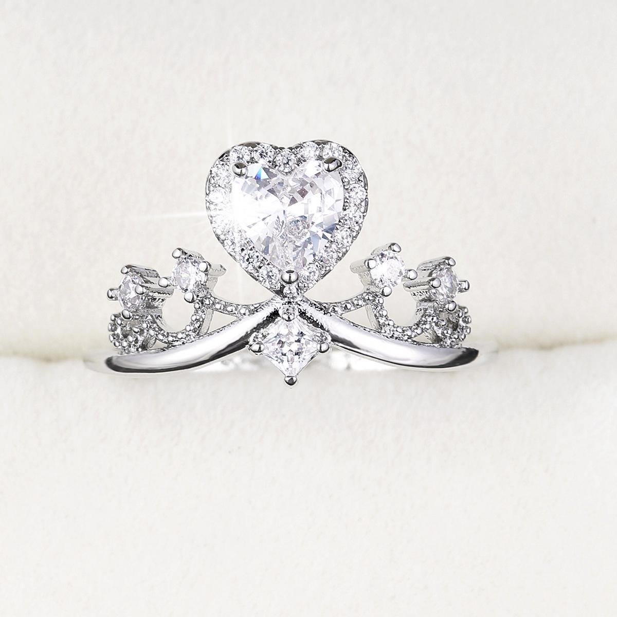 Sweet Peach Heart Cubic Zirconia Women s Ring Size 7 синий/серебряный