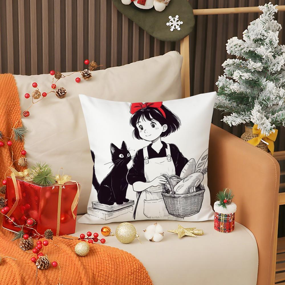 k-Kiki's Delivery Service Pillow Case Living Room Sofa Decorative Cushion Cover Simple Household Light Luxury Printed Pillow