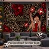 Betty Boop Personalized Tapestry Support Custom Name, Wall Art Home Decoration