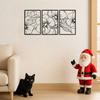 3 PCS Black Metal Wall Art Set - Christmas Plant Decor, Modern Home Accents, Elegant Gift for Birthday
