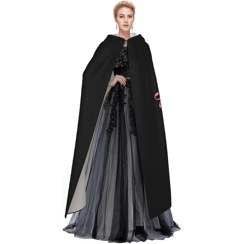Pink Ribbon Butterfly Breast Cancer Unisex Hooded Cloak Cape for Christmas Halloween Cosplay Costumes