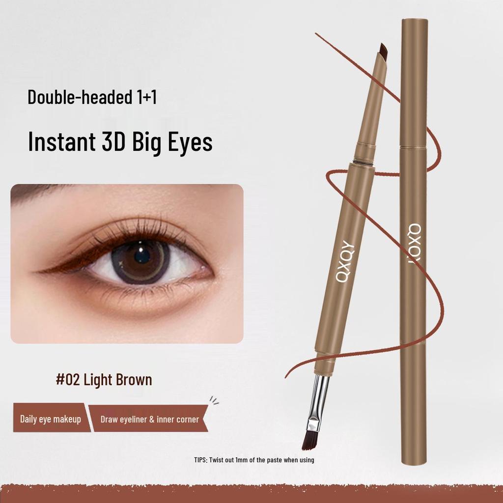 QXQY Ultra-Fine Double-Ended Waterproof Eyeliner: One-Stroke Color, No Smudge, Long-Lasting Pencil