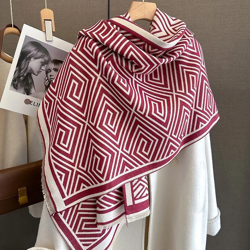 Nový Zimný Hrejivý Kašmírový Šál Dámsky Šál Pashmina Hrubý Šál Deka Bufanda Cestovný Šál Dámsky Vzorovaný Šál
