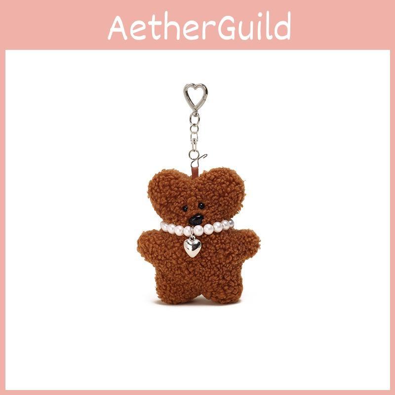 Bear Teddy Jinnew Plush Pendant Pearl Necklace Heart Shaped Design For Bag Decor