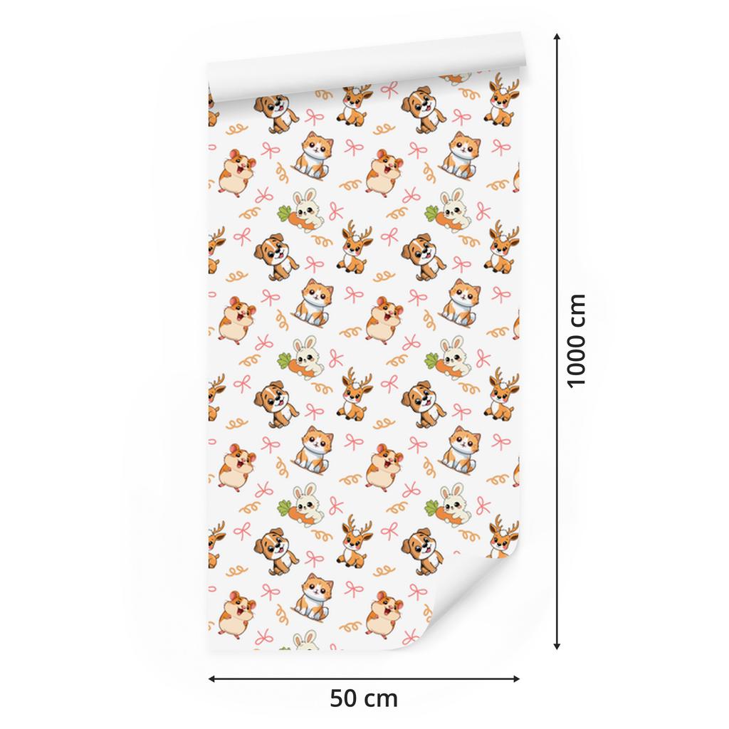 Animals Wallpaper White, Cream and Beige for Living Room and Bedroom 50x1000