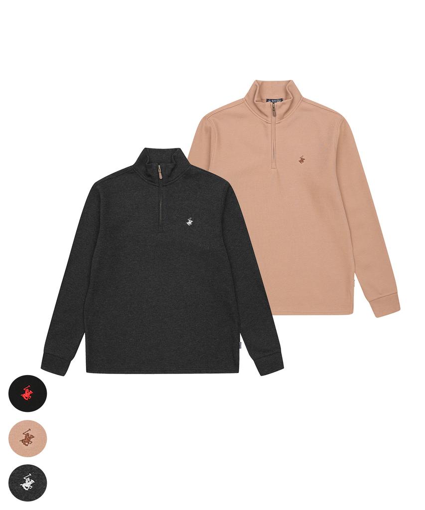 BHPOLOCLUB [2Pack] Men'S Signature Fleece-Lined Half-Zip 3 Colors Ts483 (Type A)