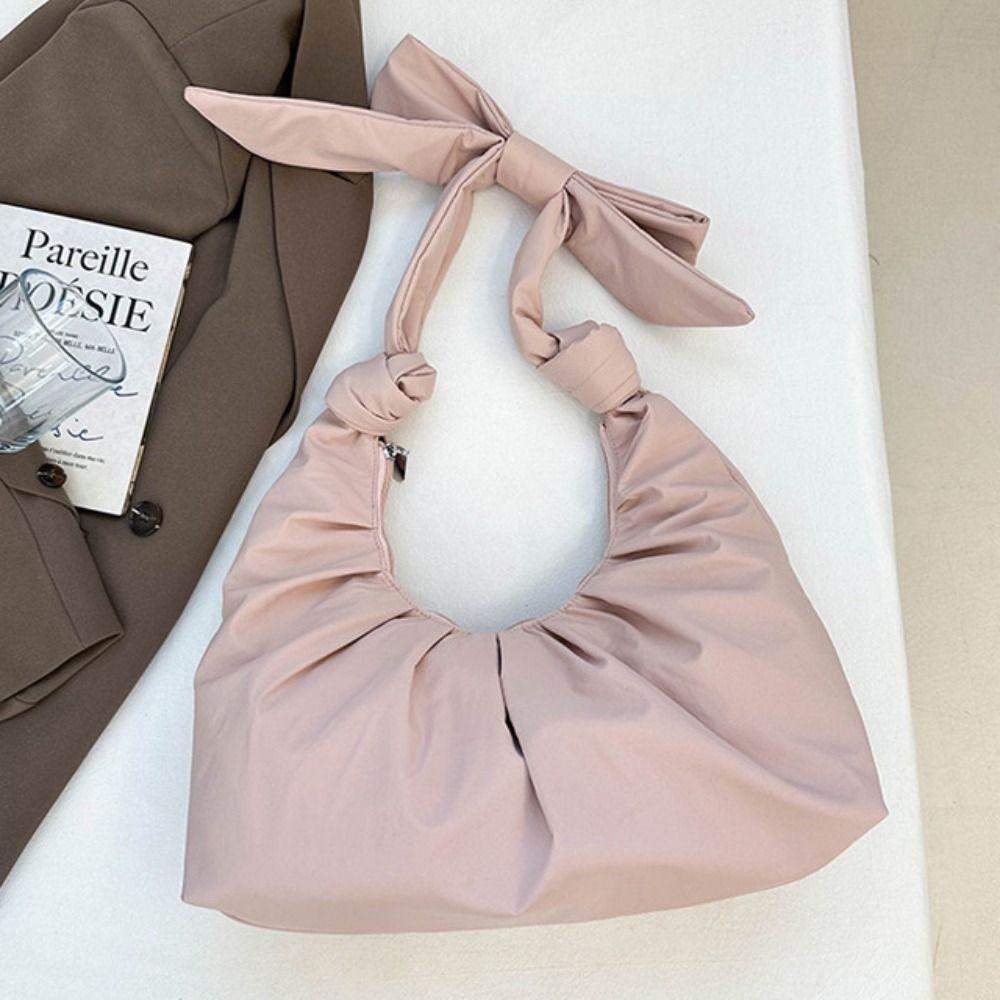 Bowknot Nylon Dumplings Bag Korean Style Cloud Bag Casual Handbag  Portable
