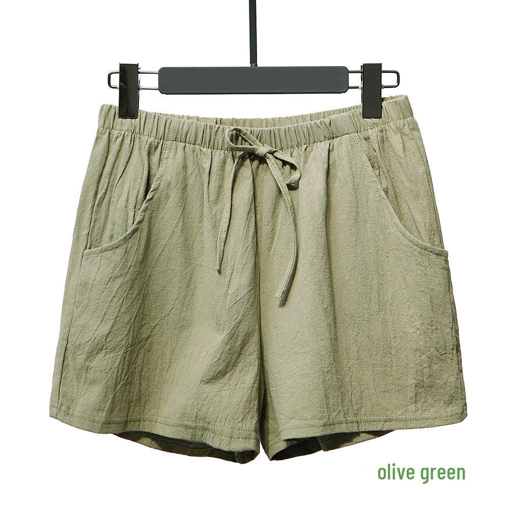 

Women s High-Waisted Cotton Linen Shorts - Solid Color, Loose, Lightweight, Three-Point Summer Style