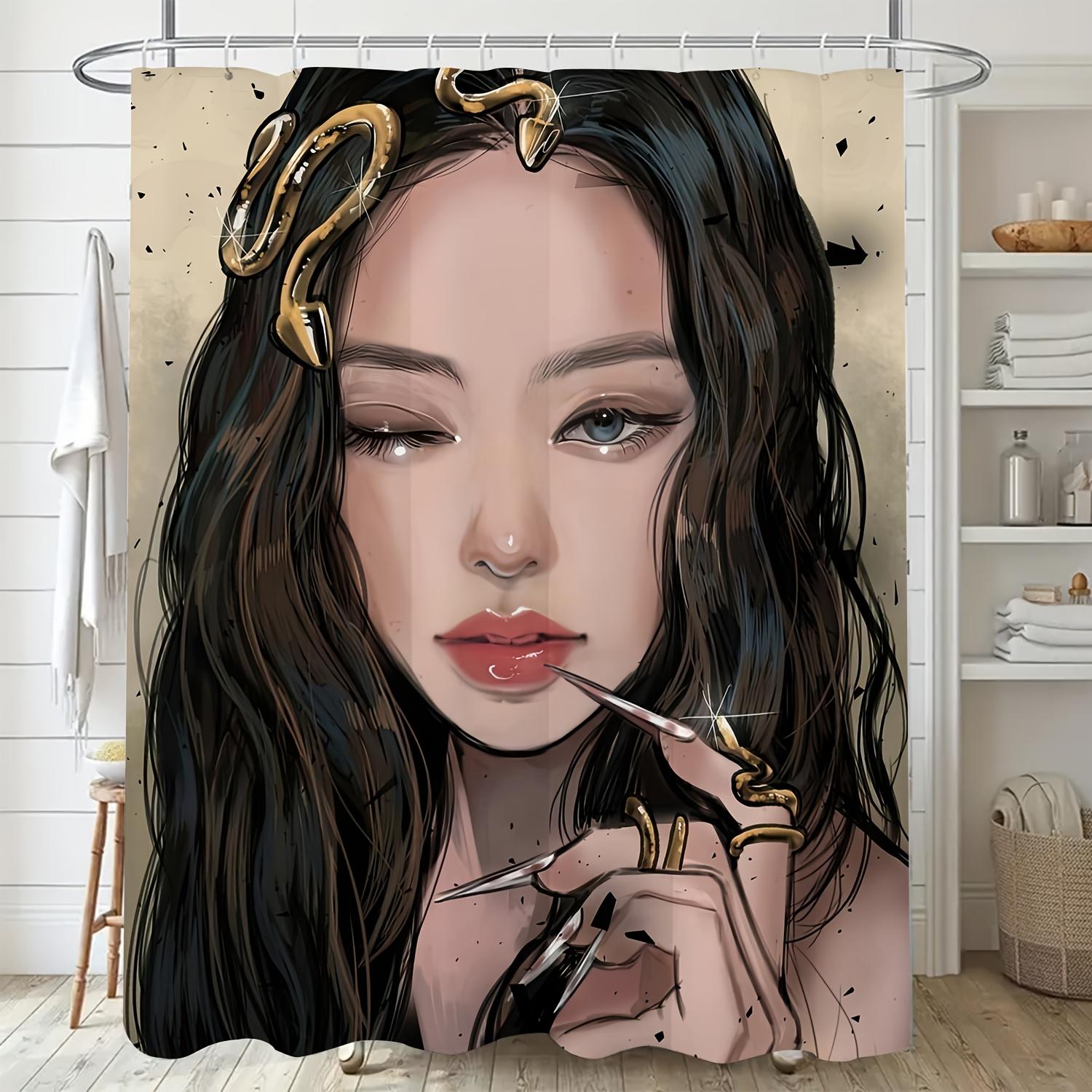 

Idol Digital Print Shower Curtain , Machine Washable, Partially Lined, Arts Theme Bath Decor for Teens & Fans W90xH180cm