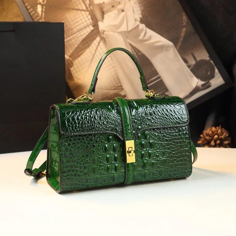 Borsa Donna FOLOVEYA In Pelle PU - Motivo Coccodrillo, Tracolla Regolabile - Bianco - Foto 4