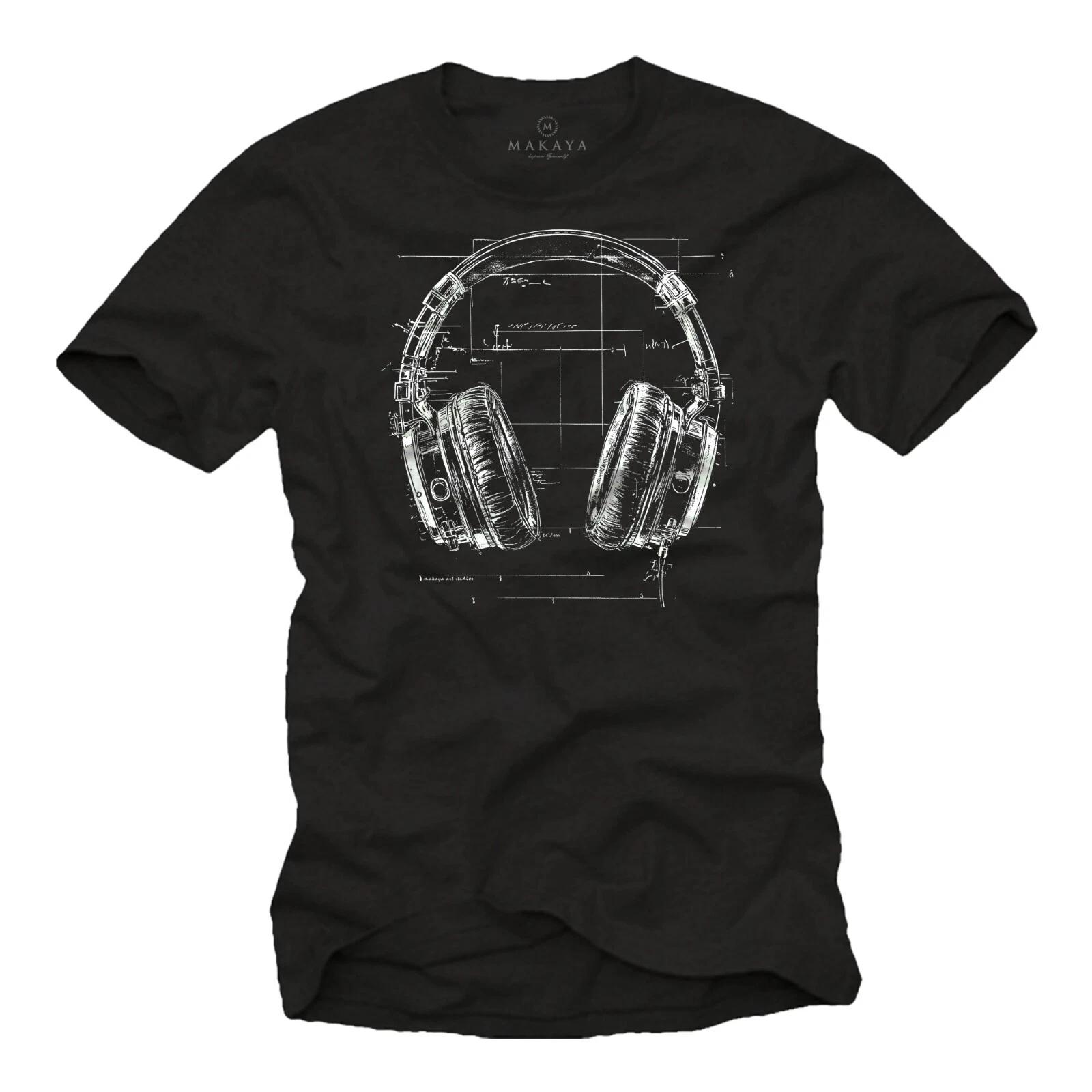 Mens T-Shirt for Music Lovers Headphones Design Hip Hop Style Gifts Boys- 4XL