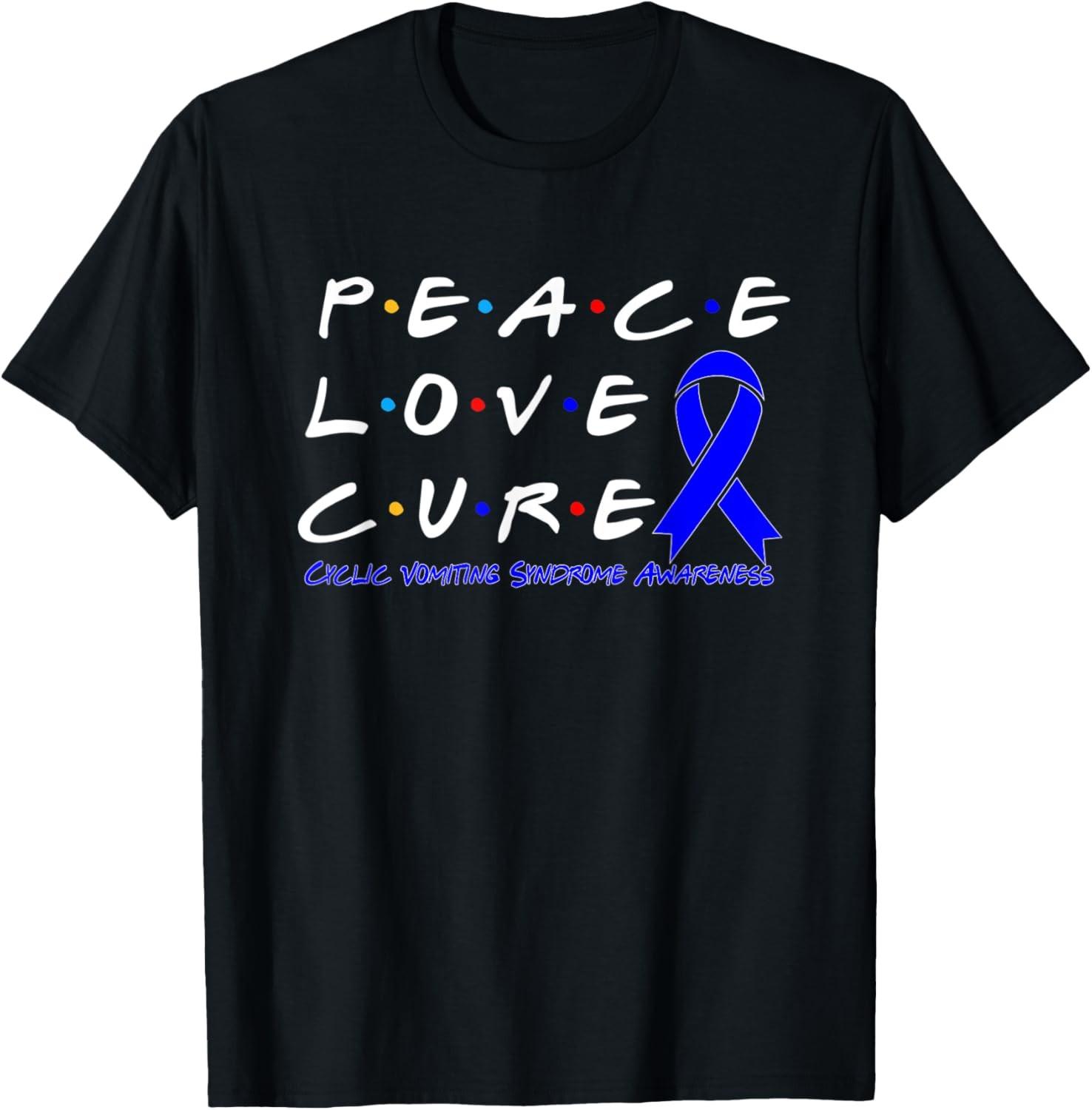 Cyclic Vomiting Syndrome Awareness Peace Love Cure T-Shirt XXL