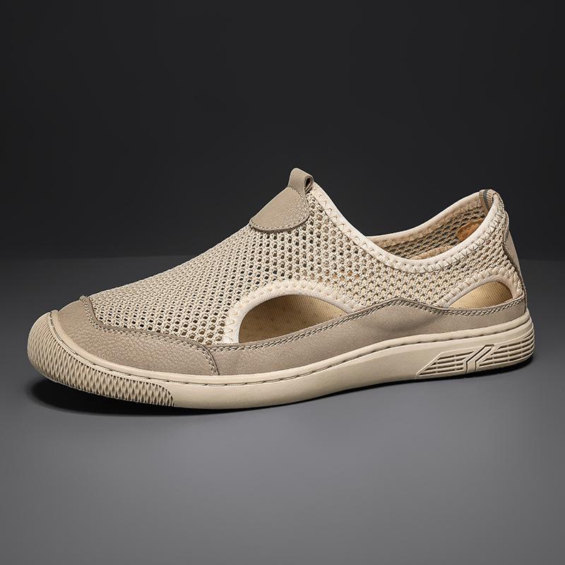 2025 summer new hole shoes breathable mesh shoes men's mesh hollow sandals soft sole men's casual shoes