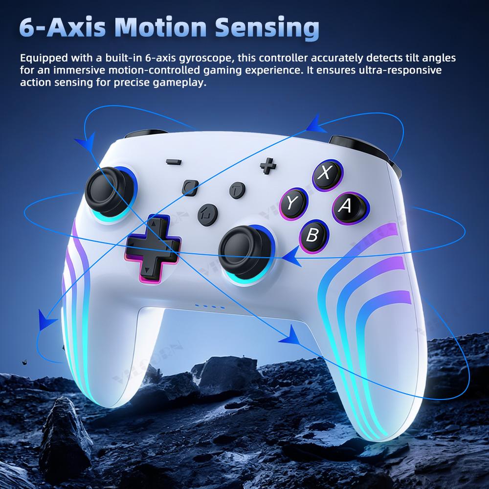 Wireless Game Controller for NS Switch Lite RGB Gamepad with Six Axis Gyro Sensor 3D Joystick For PC Game Accessories