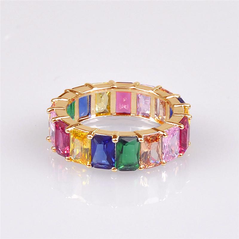 Ring zircon women's colored diamond square ring creative accessories