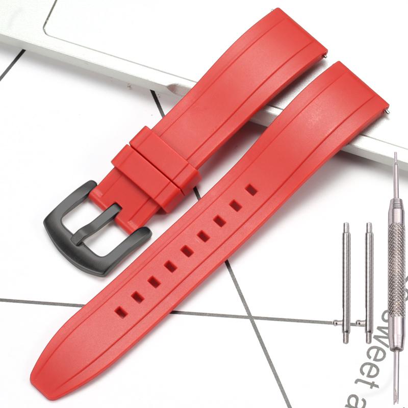 Dust-Free Rubber Waterproof Quick Release Watchband 20mm 22mm 24mm 26mm Black Silicone Strap for Seiko Omega Watch Accessories