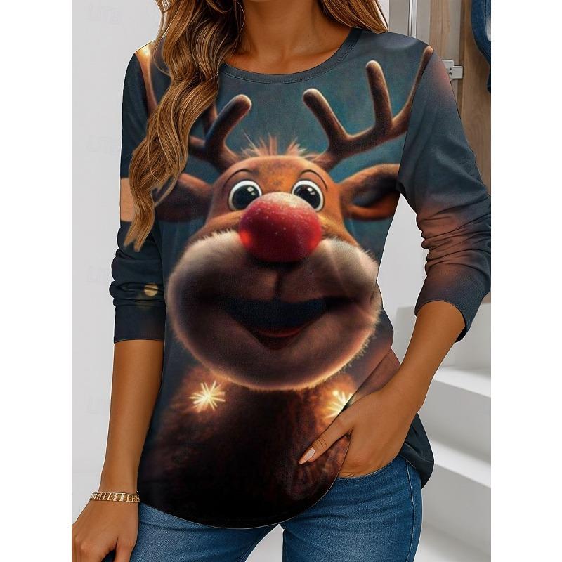 

Женская одежда с длинным рукавом модная и повседневная, подходит для рождественской тематики. 5XL