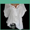 Stylish Women V-neck Short Sleeve Hollow Out Casual Blouse For Summer Comfort