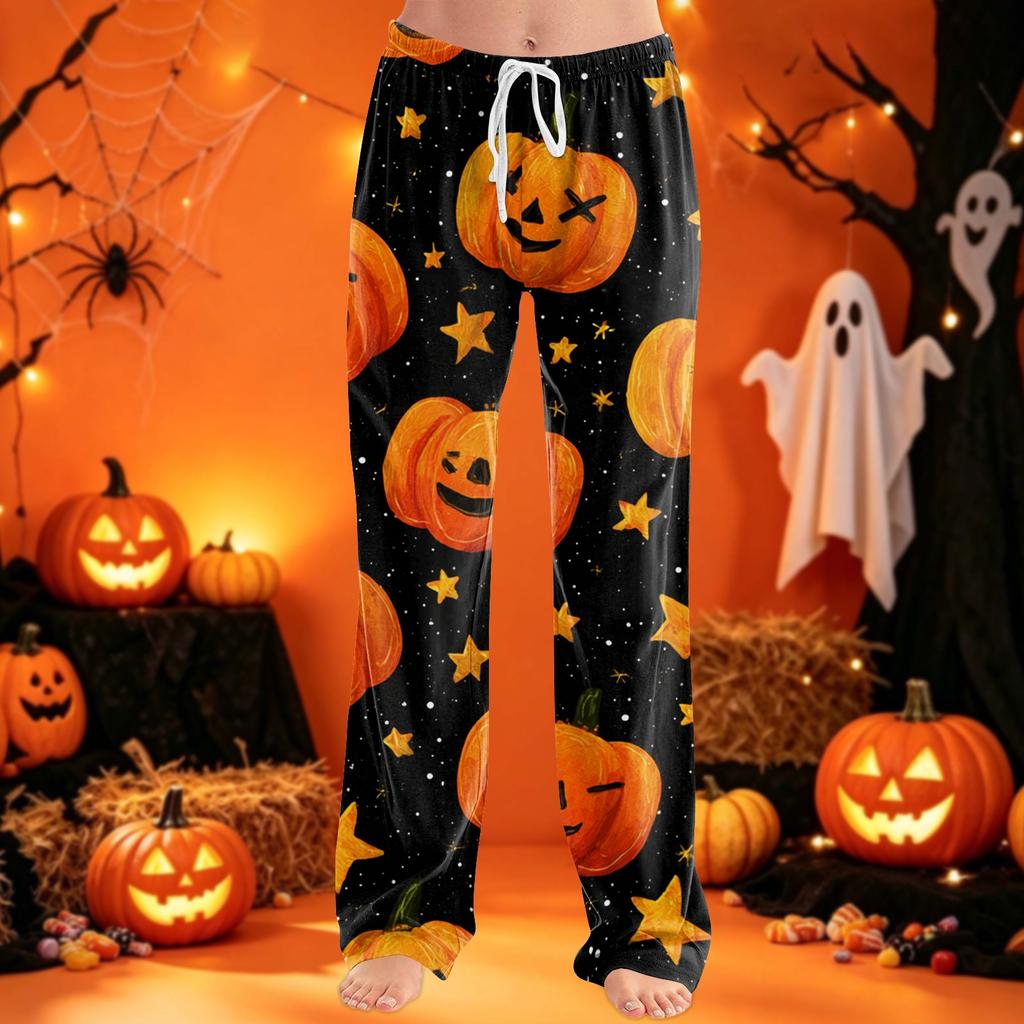 Women's Pajama Pants with Drawstring Halloween Print Relaxed Fit for Casual