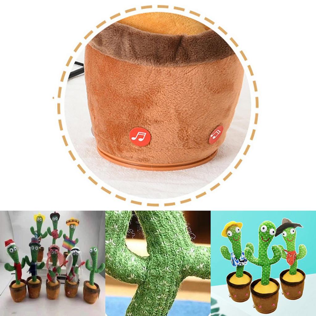 Brinquedo Cacto Dançarino Com Canto e Dança Planta de Pelúcia Interativa