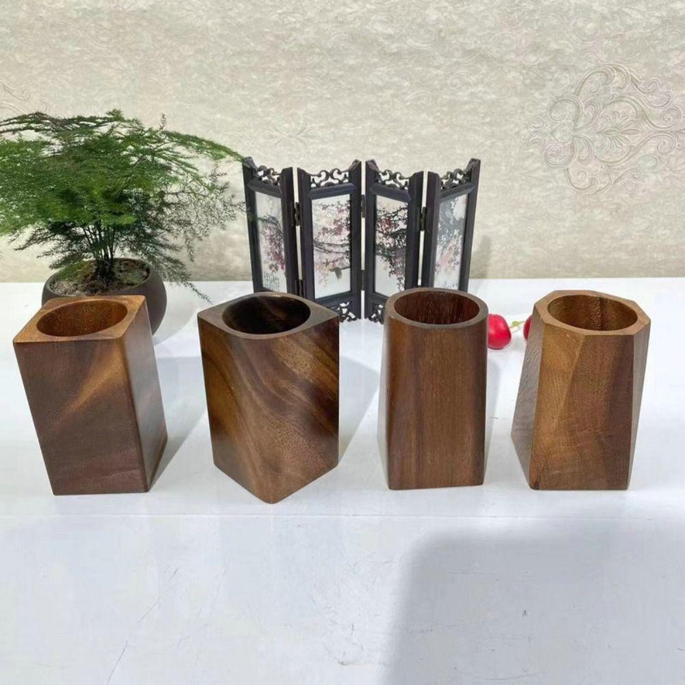 High Quality Wood Pen Holder Large-capacity Portable Stationery Storage Holder Pen Container Back To School