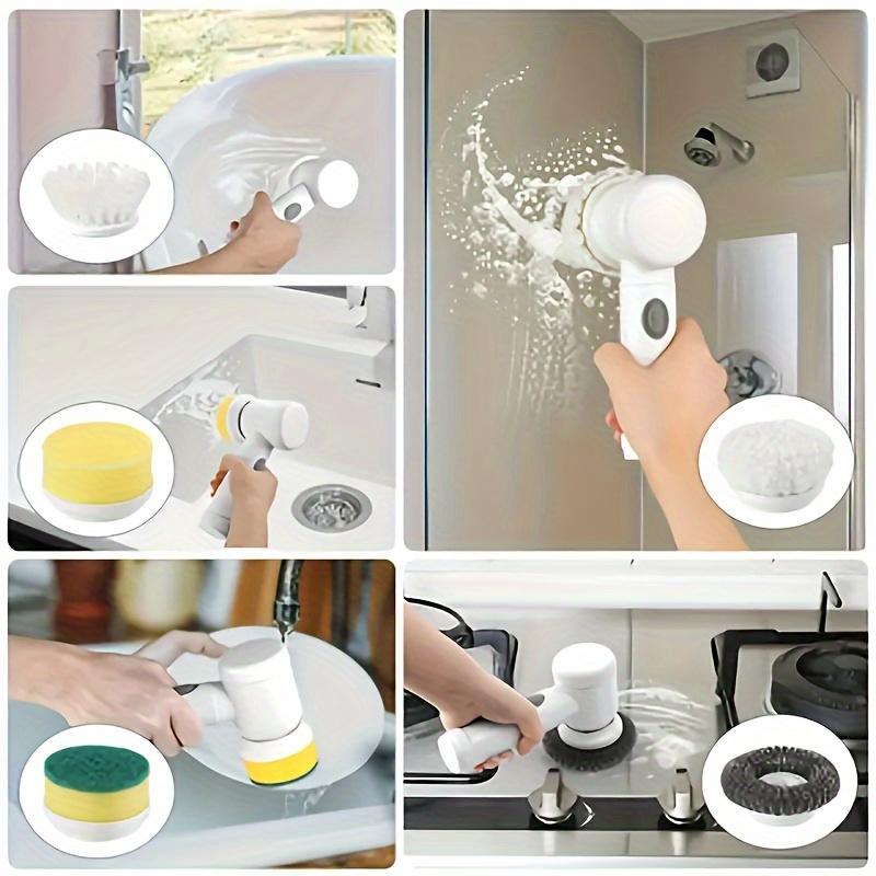 [USB Rechargeable]5-in-1 Rechargeable Electric Cleaning Brush Set with USB Charging, Multi-Purpose Handheld Brush Tool Kit for Bathroom, Kitchen