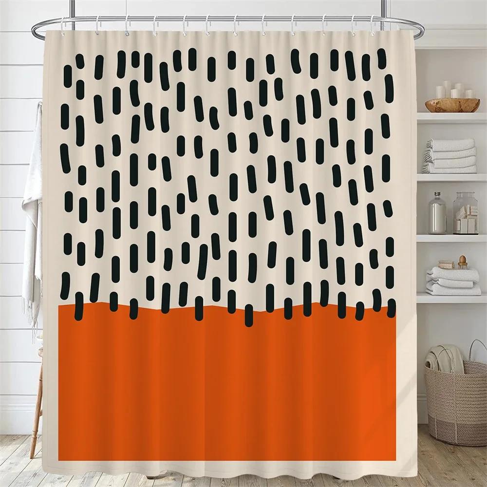 Bathroom Nordic Abstract Painting Shower Curtain Medieval Minimalist Art Polyester Fabric Shower Curtain 180 * 180CM with Hooks