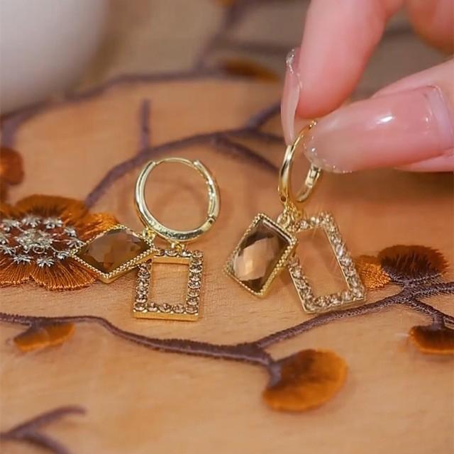 Silver Needle Korean Fashion Zircon Drop Earrings For Women Jewelry Trending New Luxury Vintage Gold Color Earrings