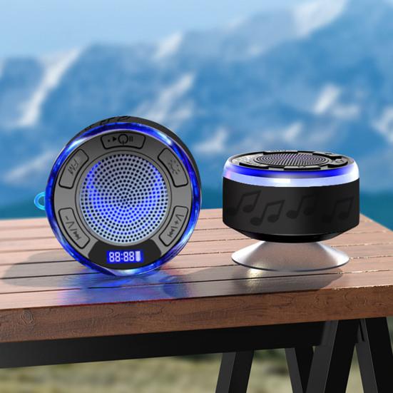 IPX7 Waterproof Shower Speaker with RGB Light LED Display Detachable Suction Cup Stereo Sound Bathroom Bluetooth-compatible Wireless Speaker