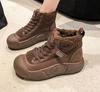 Fashion Thick-soled high-top ankle boots, fur, daily casual, height-increasing, sheep cake fur, plush women's cotton shoes