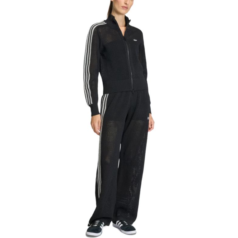 Adidas Originals Knitted Firebird Track Comfort Skin-Friendly Slim Fit High Neck Zip Knit Sweater Women tops KC6497