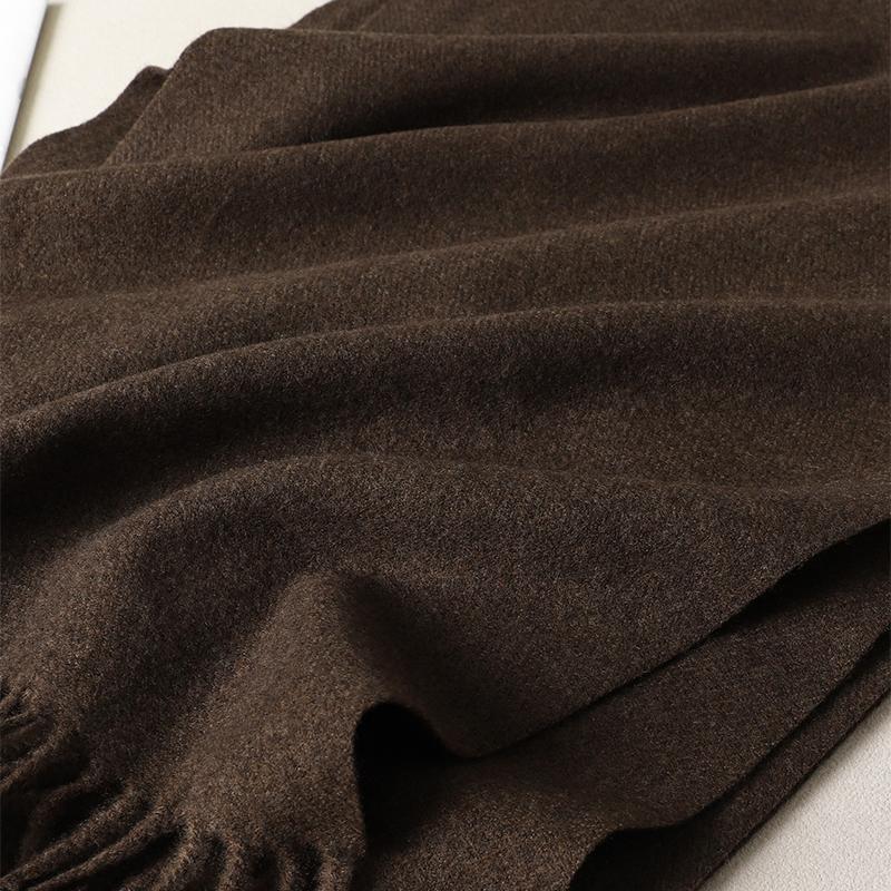 Kaffee Schal für Damen Lange Warme Kaschmirschals Winter Hijab Einfarbig Damen Stola Wickel Weiblich Pashmina Bandana Kopftücher