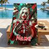 Custom Name Harley Quinn Stylish Digital Printing Beach Towel Quick‑Drying Absorbent Blanket for Beach Pool Gym Travel
