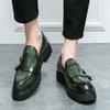 Men's 2023 Patent Leather Double Buckle Loafers with Thick Heel and Sole