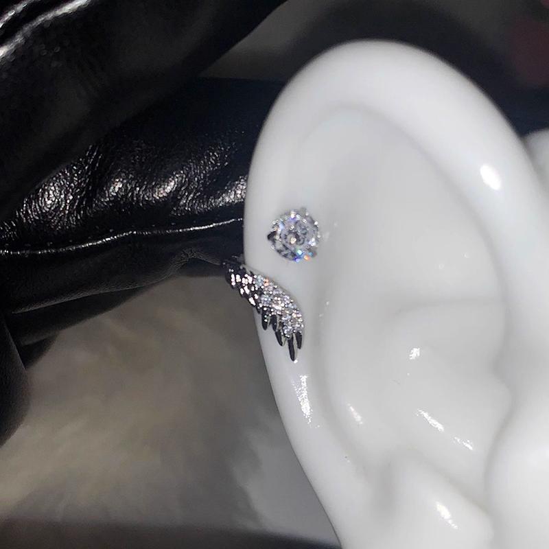2Pcs Versatile Exquisite Shiny Wing Ear Bone Nail For Women  Personalized Piercing Earrings Jewelry Accessories Gifts