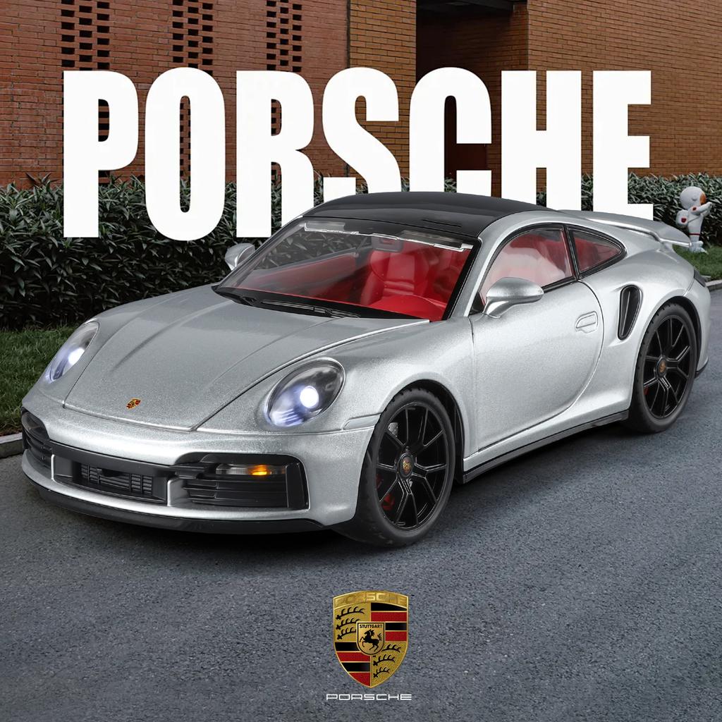 Autorisé officiel 1:24 Porsche 911 Modèle de voiture en alliage Voiture jouet Voiture jouet Son et lumière Jouet pour garçons Cadeau Mode Objets de collection exquis