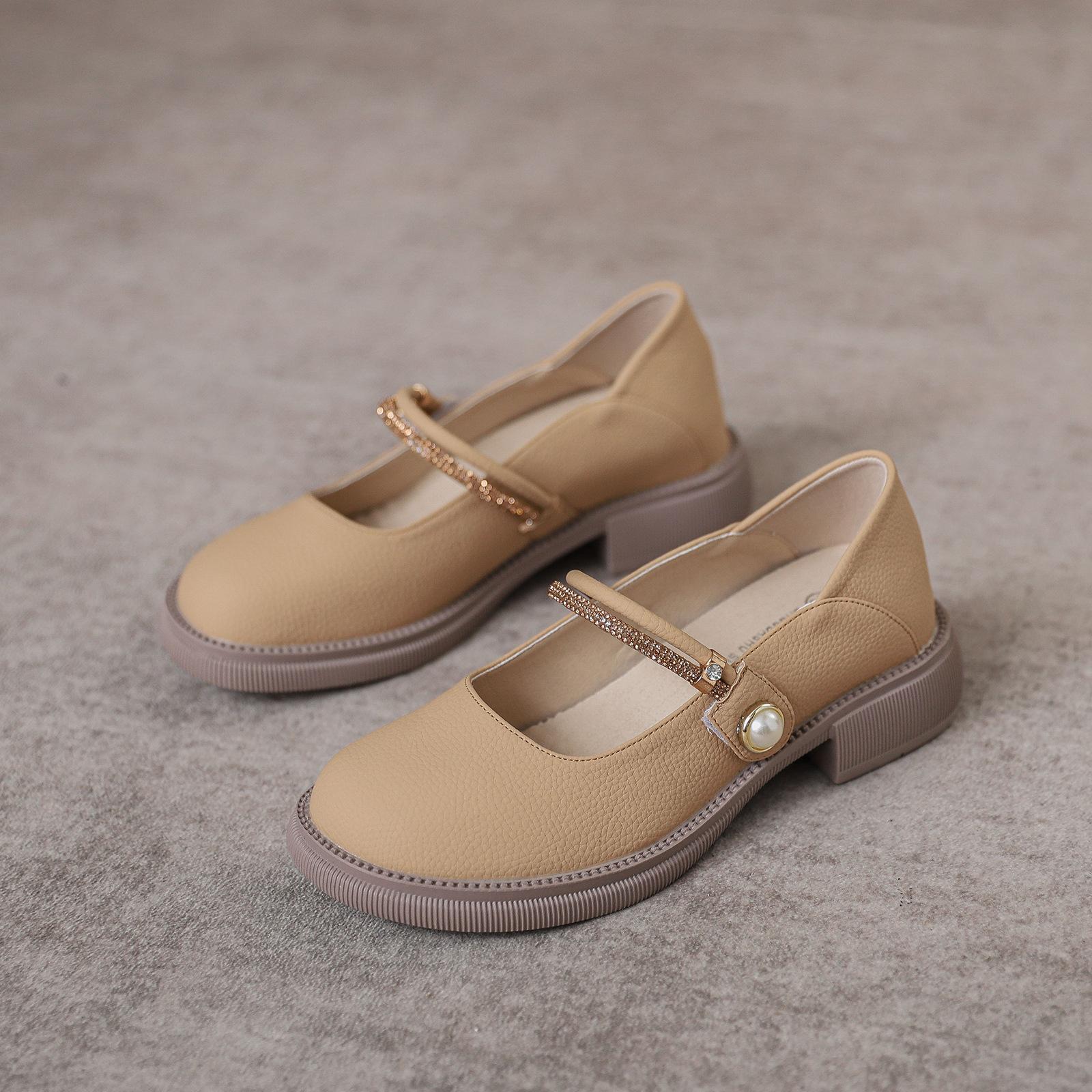 

Mary Jane shallow single shoes women 2025 new retro soft leather inner height increase British small leather shoes fairy small size 3233 32 хаки