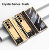 Shiny Rhinestone Bling Plated Bezel Hinged Glass Protective Film Case For Samsung Z Fold 7 Fold7 Galaxy Z Fold 6 5 4 Slim Cover