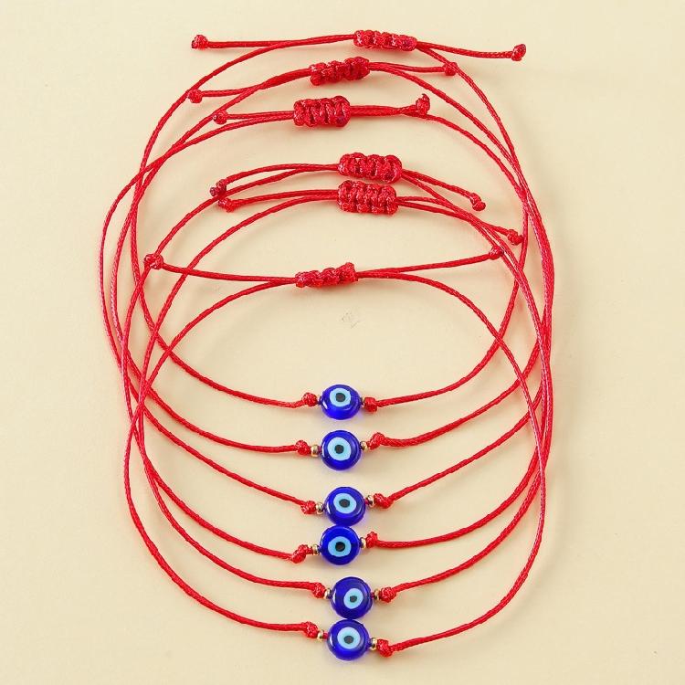 Blaues Glücksbringer Armband mit bösem Blick Handgemacht Rotes Faden Seil Paar Armband