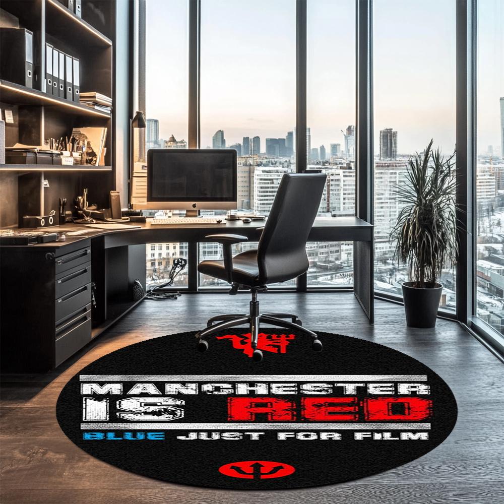 Manchester United Printed Round Rug Carpet Chair Rug Area Rug Entryway Doormats,for Office Chair Living Room Bedroom Kitchen Room.