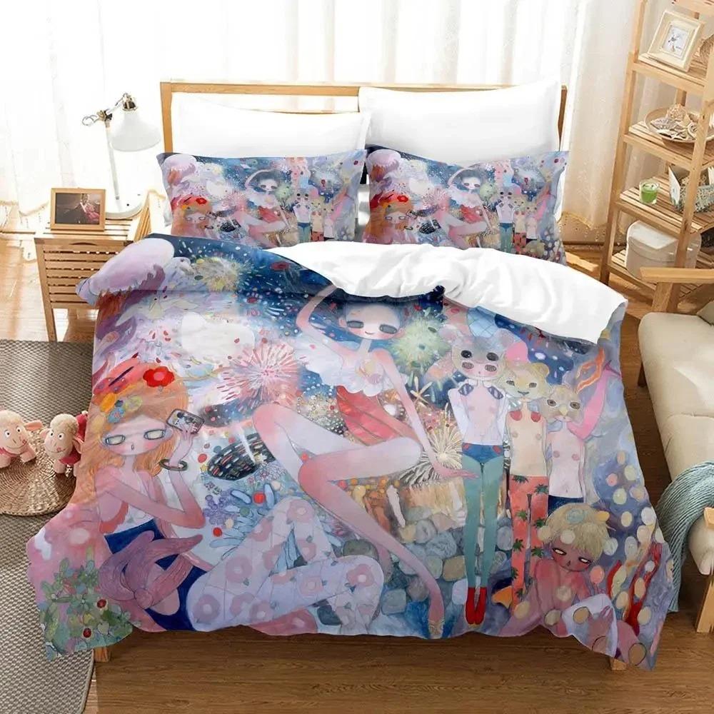 Anime Aya Takano Bedding Set 3D Duvet Cover Bed Set Quilt Cover Pillowcase Comforter King Queen Size Boys Adult Bedding Set