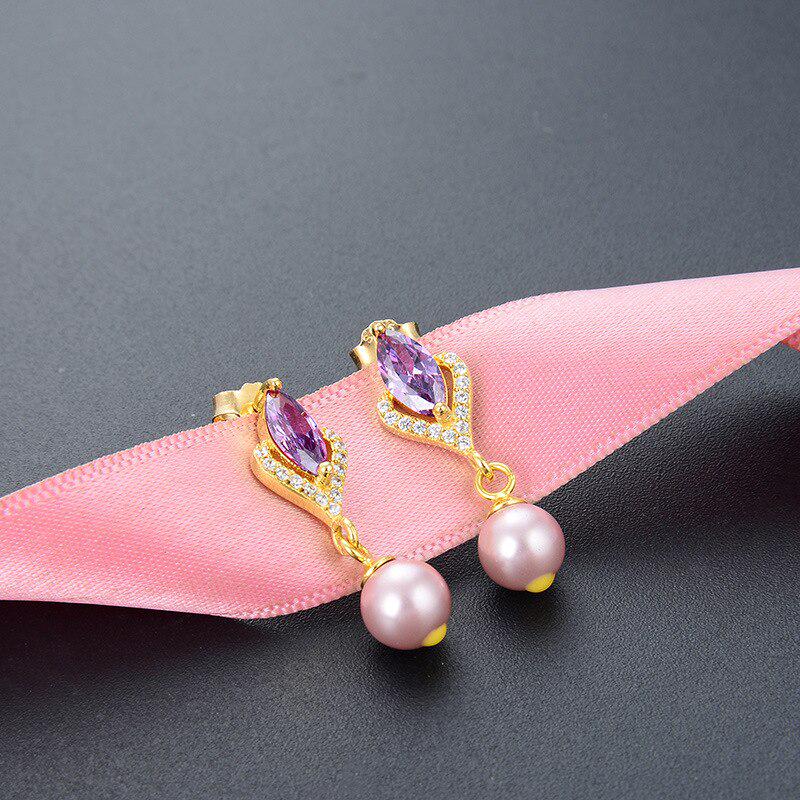 Tancise Elegant Drop Earrings 925 Silver with Crystal Zircon Earring for Women Wedding Party Gift