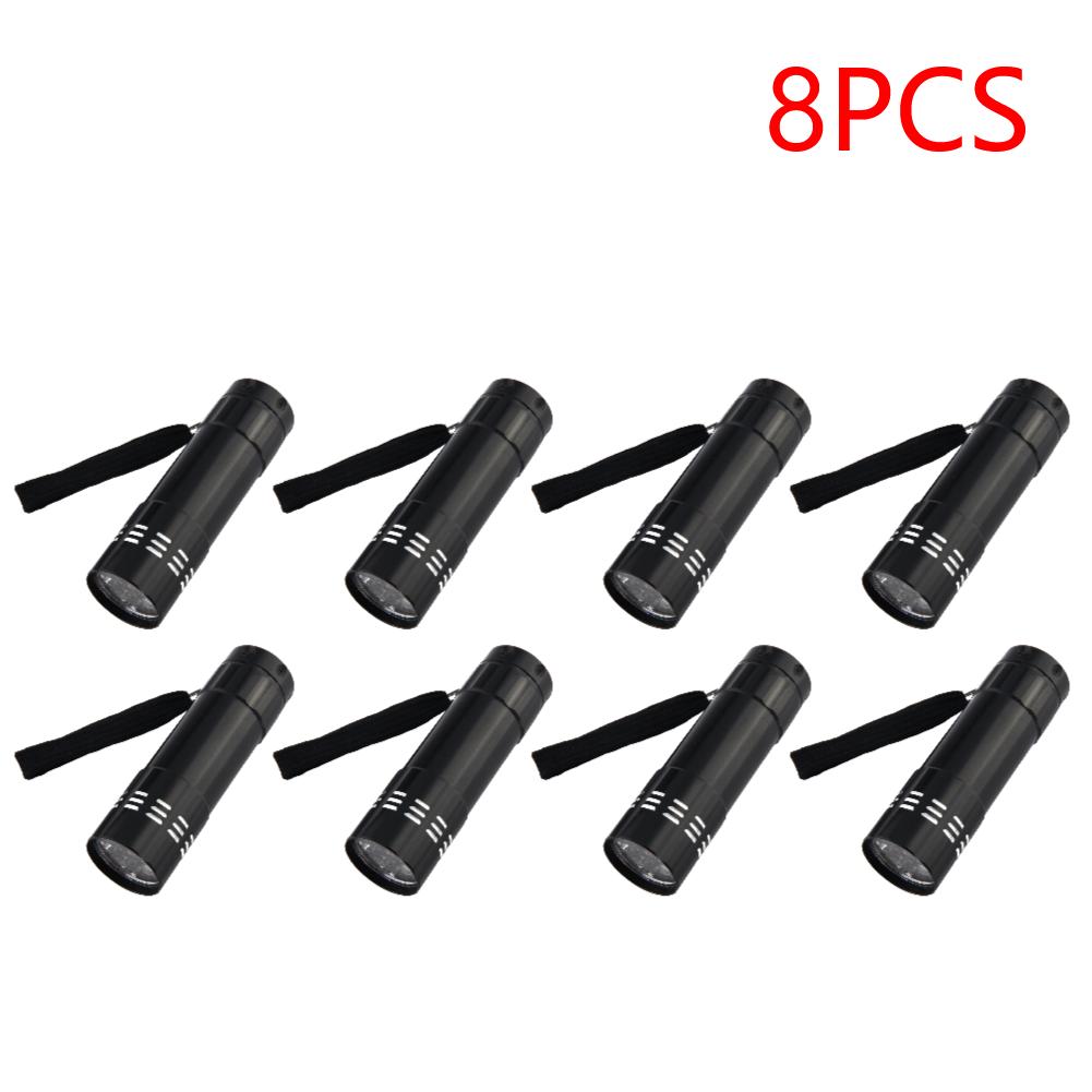 9 LED Ultraviolet LED Flashlight 395nm Handheld Ultraviolet Detector Waterproof UV Light Torch for Hiking/Camping/Home