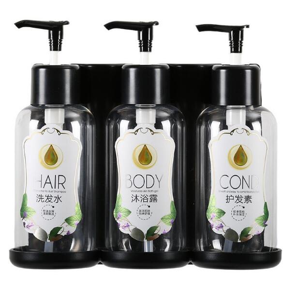 Luxury Plastic Wall Mounted Hanging Liquid Hotel Soap Dispenser Shower Gel and Conditioner Shampoo Bottle With Lotion Pump