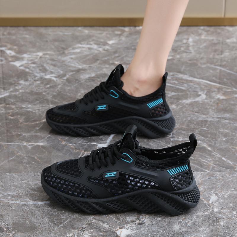 Mesh sneakers hollow breathable thick-soled big mesh shoes 35 чёрный