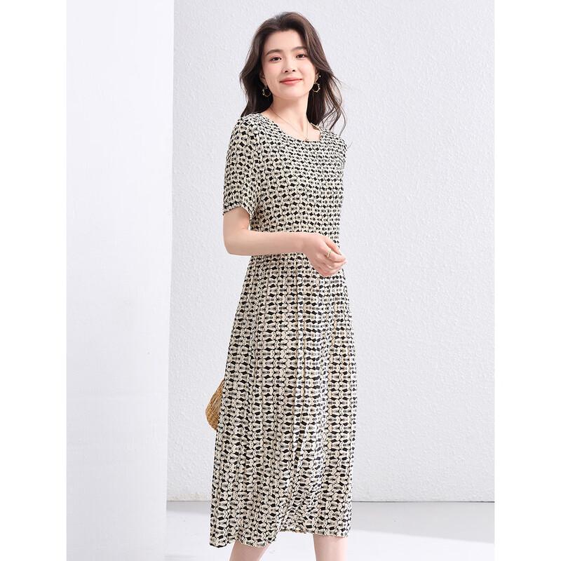 ORIGIN Women s White Printed Pleated Maxi Dress M