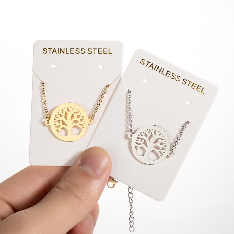 2025 Stainless Steel Geometric Tree Pendant Bracelet