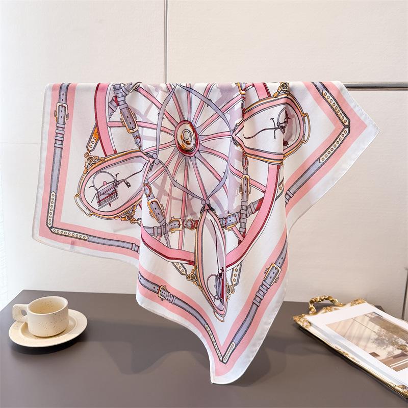 Polka Dot Style Herringbone Pattern Cotton And Linen Small Square Scarf Silk Scarf Imitation Velvet Headscarf Shawl Sun Protection Scarf Women'S Scarf